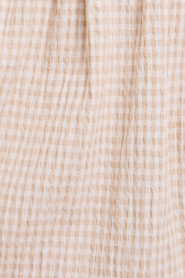 Boat Neck Smocking Bodice Low Waist Romper