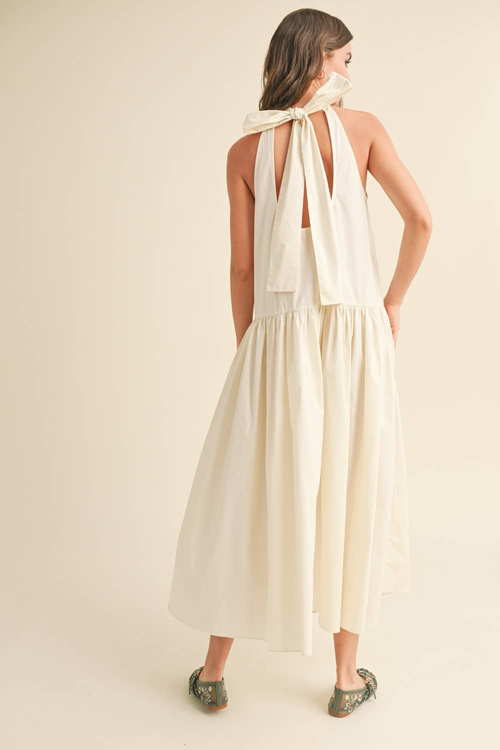 Halter Neck Maxi Dress With Tie Back