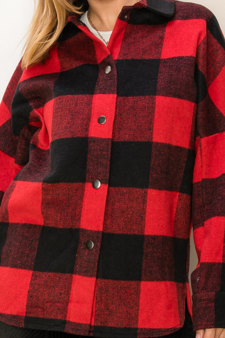 Give Love Buffalo Plaid Fringe Shacket