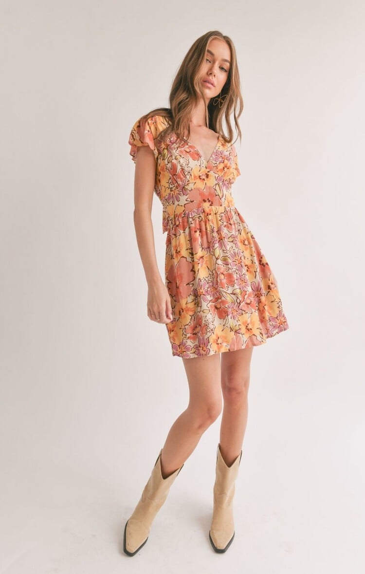 Laying in Malta Tieback Mini Dress