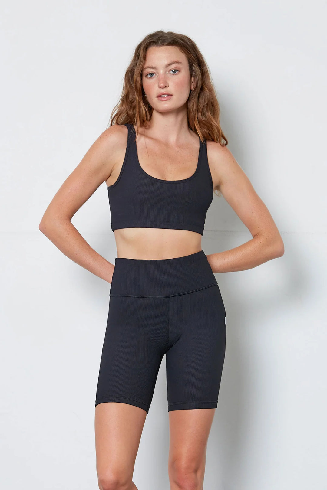 Black Scarlett Ribbed Sports Bra