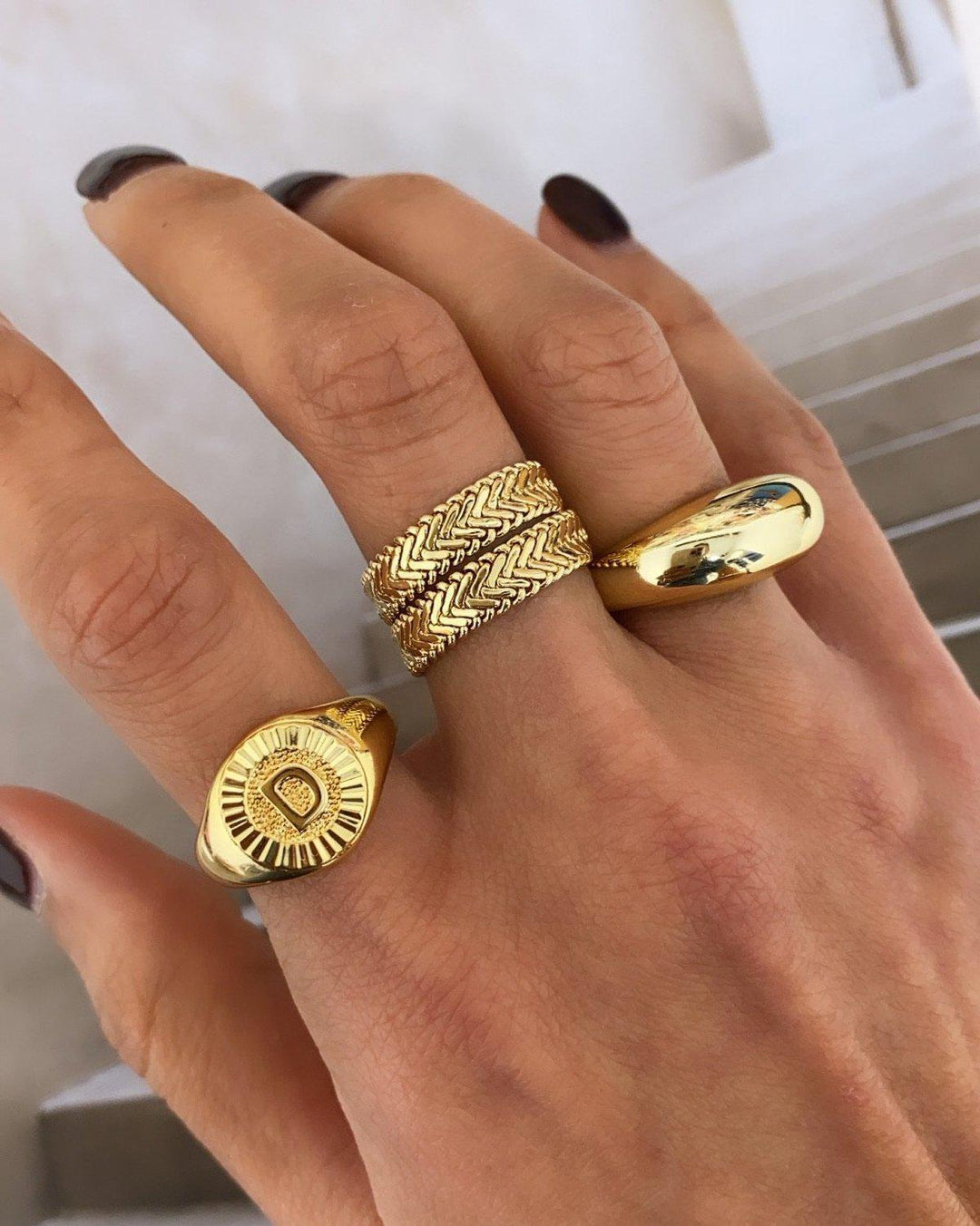 Bracha Initial Medallion Signet Ring