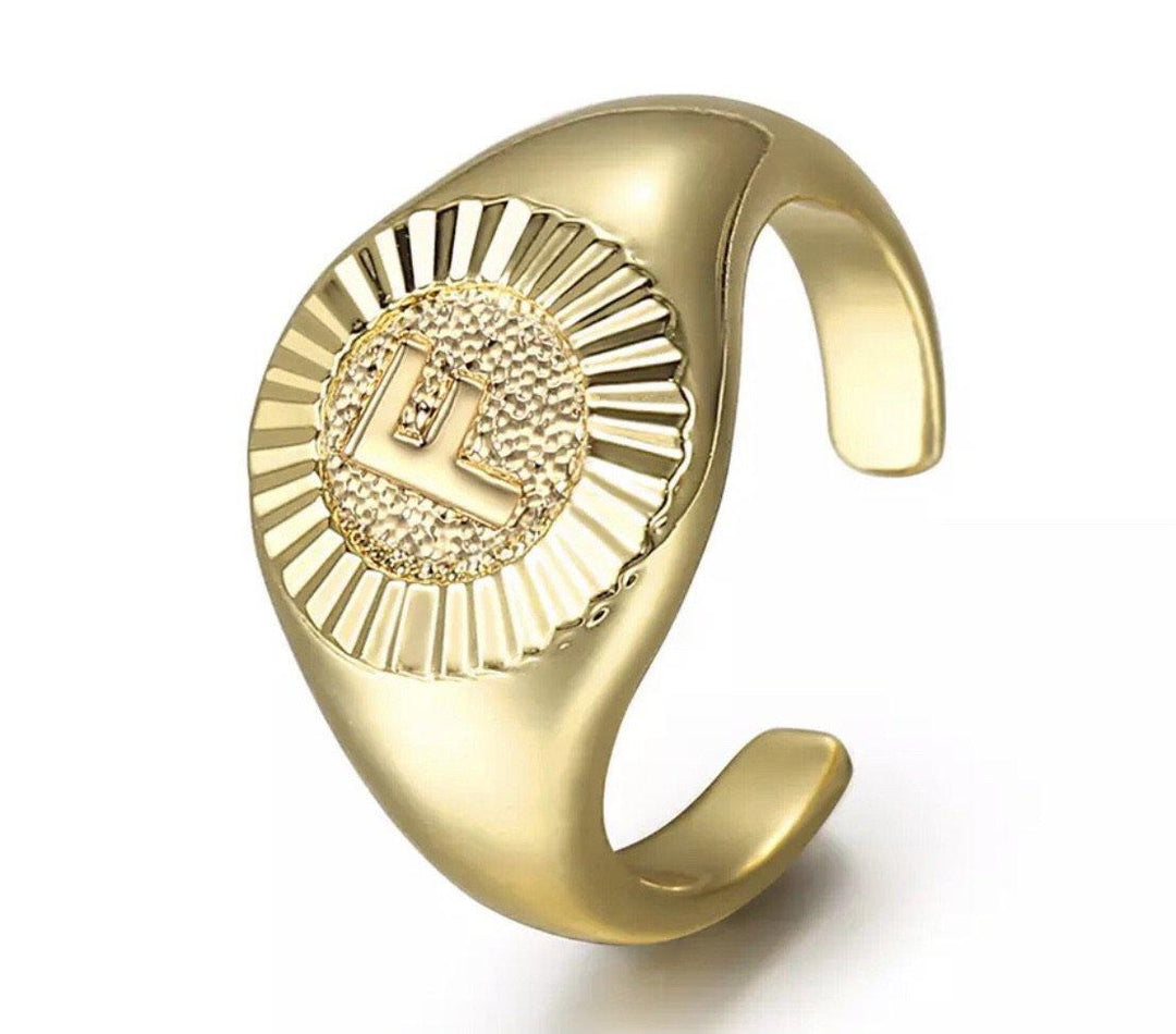 Bracha Initial Medallion Signet Ring