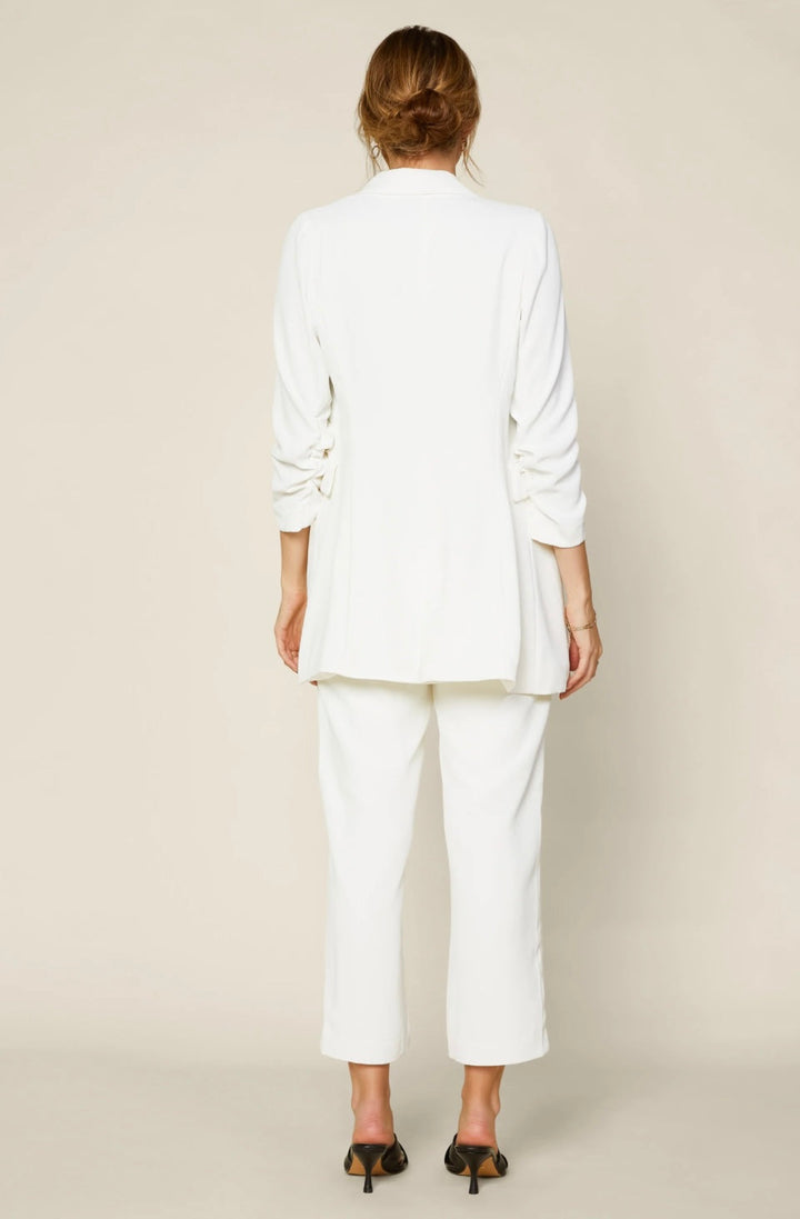 White Fitted Double Button Blazer