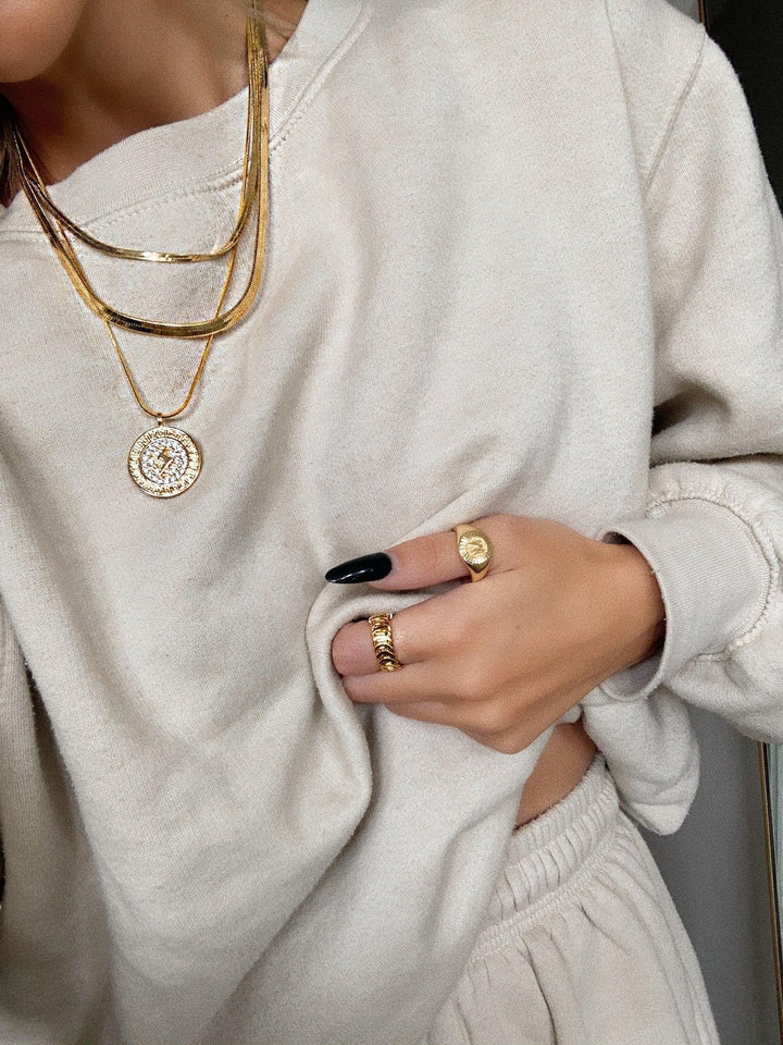 Bracha Initial Medallion Signet Ring