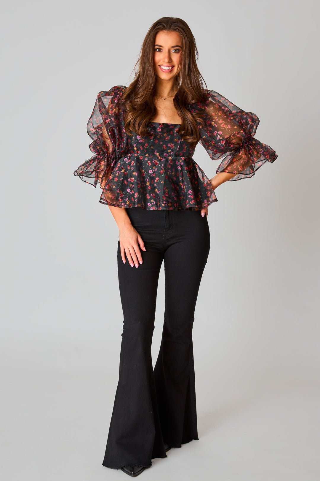 Floral Fantasy Puff Sleeve Top
