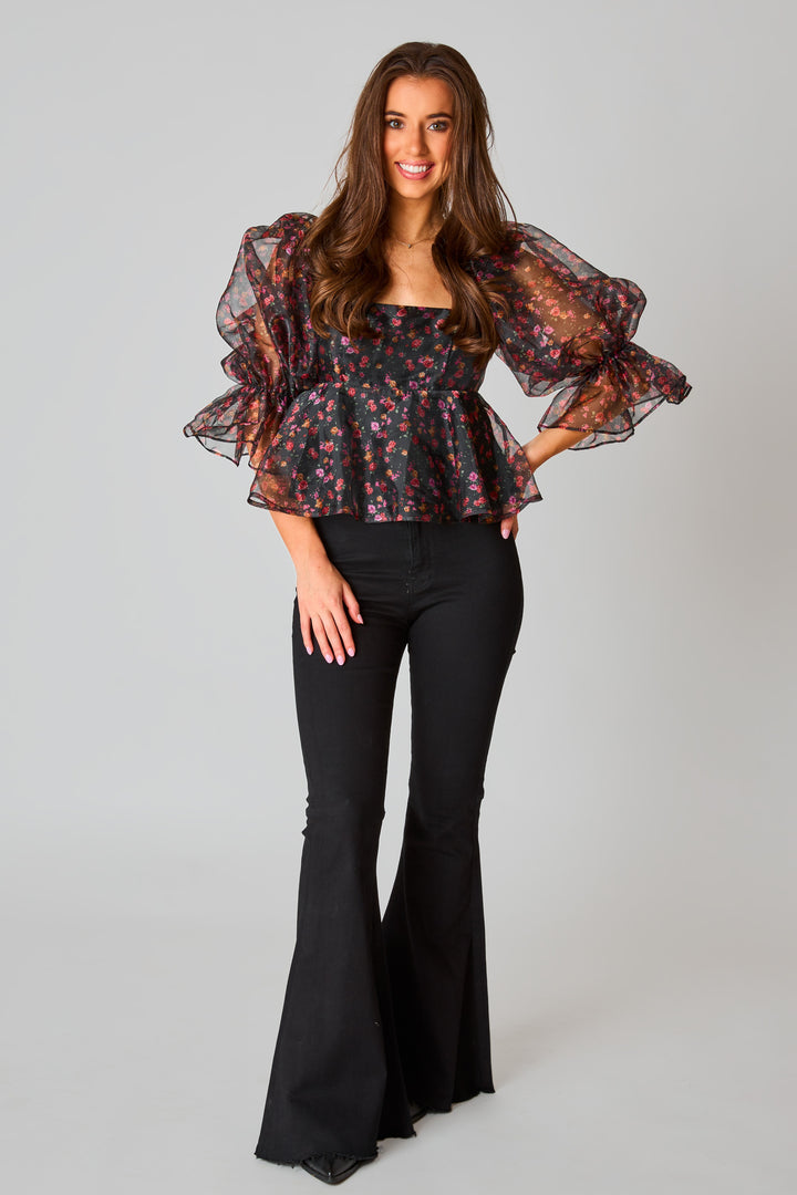 Floral Fantasy Puff Sleeve Top